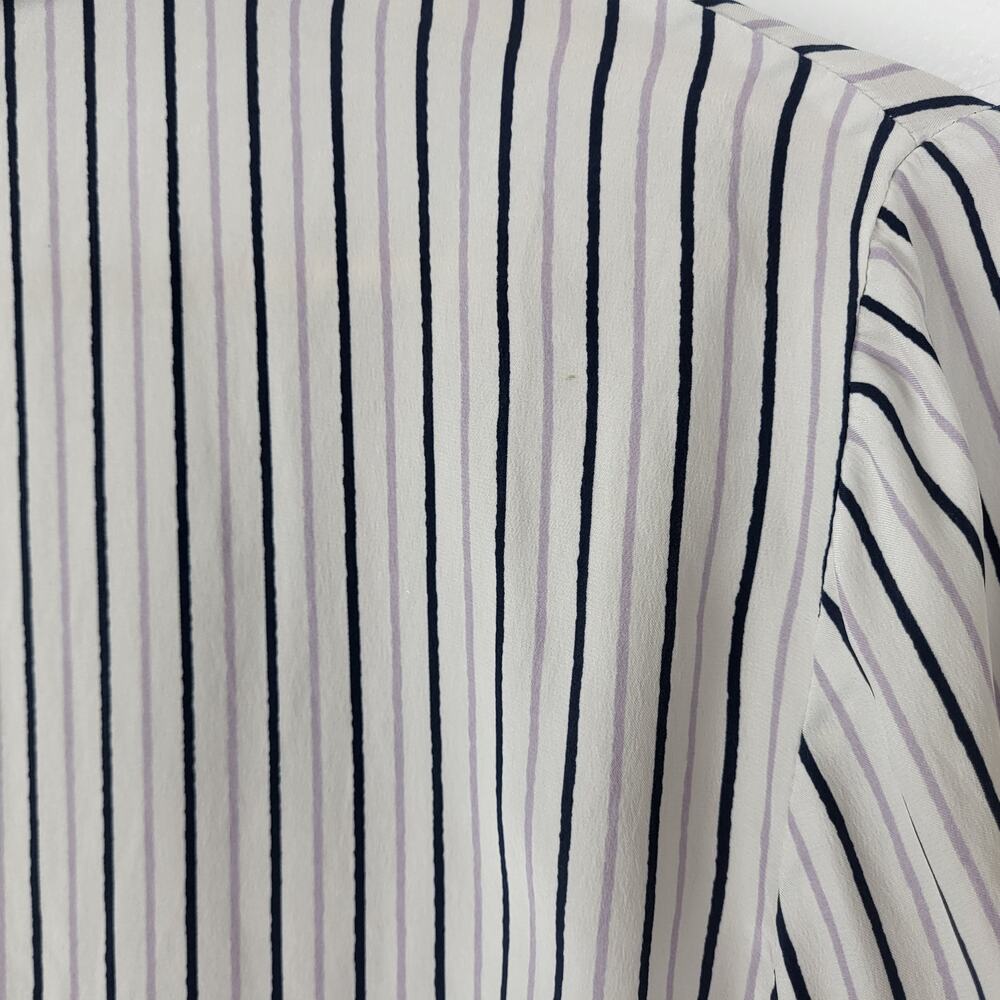 FRAME 100% Silk Striped Button Down Blouse | Black White XS - Picture 9 of 11